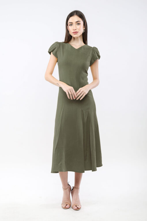 Puff-Sleeve Midi Dress - Image 10