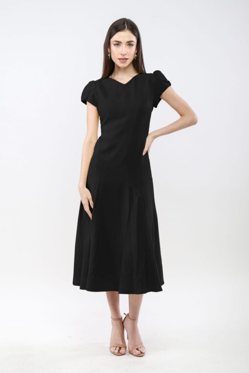 Puff-Sleeve Midi Dress - Image 7