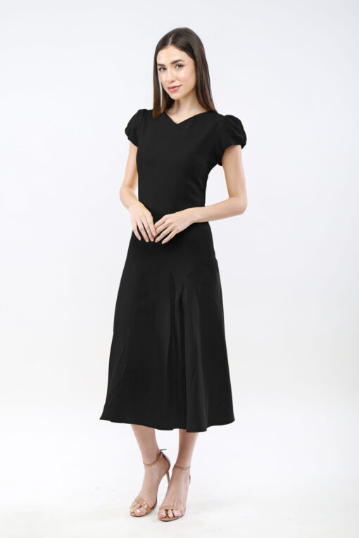 Puff-Sleeve Midi Dress - Image 6