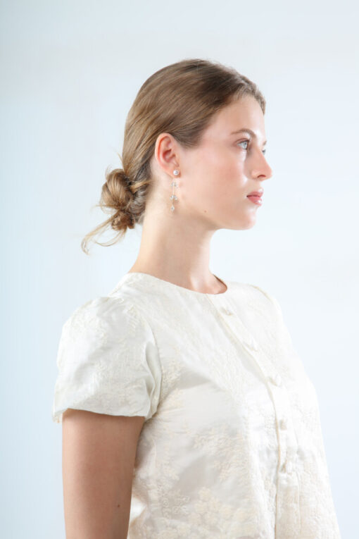 Crystal and Pearl Drop Earrings - Image 2